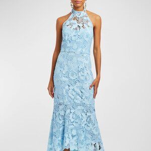 Mestiza New York Francesca High-Low Floral Lace Halter Gown